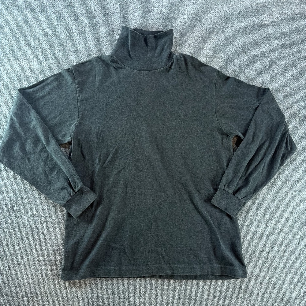 Vintage Jockey Turtleneck Shirt Mens Medium Black Cotton Made in USA Long Sleeve